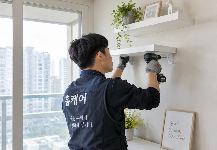 선반 설치 작업 예시